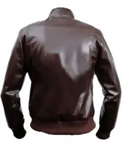 mens-high-neck-collar-brown-faux-leather-bomber-jacket