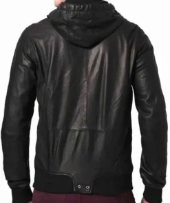 mens-hooded-black-faux-leather-bomber-jacket