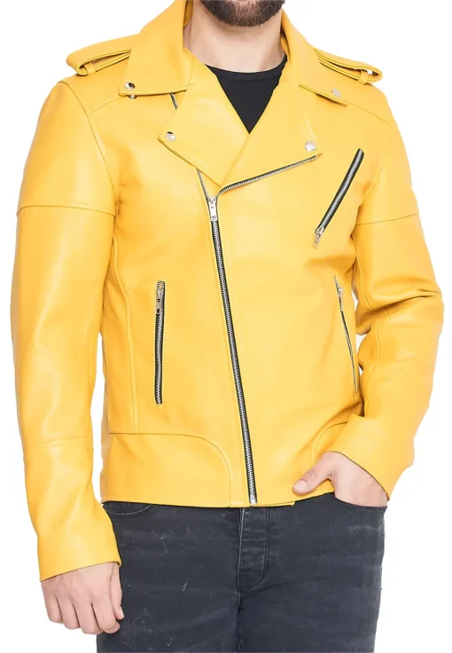 mens-inferno-yellow-faux-leather-biker-jacket