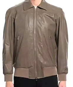 mens-khaki-faux-leather-bomber-jacket