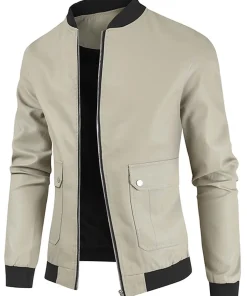 mens-khaki-faux-leather-moto-bomber-jacket