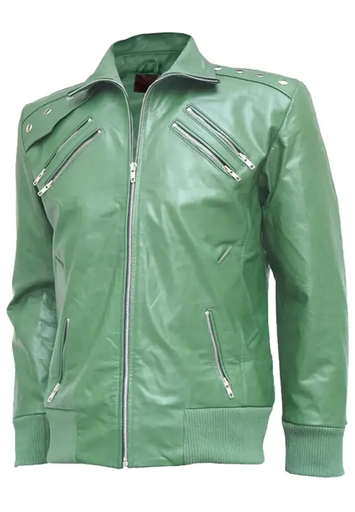 mens-light-green-faux-leather-bomber-jacket