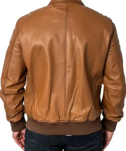 mens-long-sleeve-brown-faux-leather-bomber-jacket