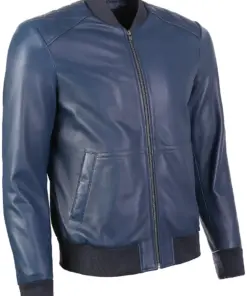 mens-navy-blue-bomber-faux-leather-jacket
