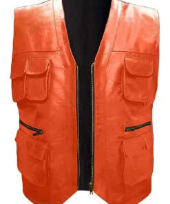 mens-orange-faux-leather-biker-vest