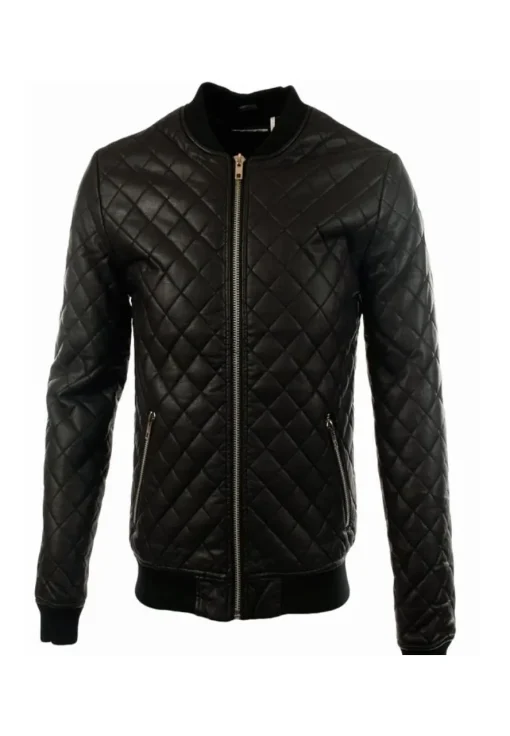 mens-quilted-black-bomber-faux-leather-jacket