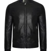 mens-regular-fit-black-bomber-faux-leather-jacket