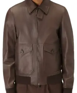 mens-shirt-collar-brown-bomber-faux-leather-jacket