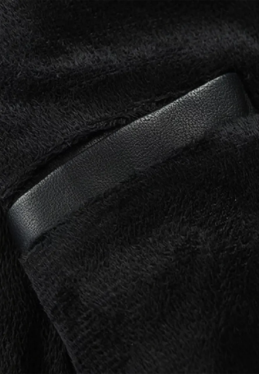 Men's Slim Fit Black Faux Leather Bomber Jacket with Removable Hood 4 mens-slim-fit-black-faux-leather-bomber-jacket-with-removable-hood