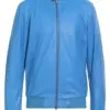 mens-solid-blue-faux-leather-bomber-jacket