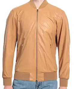 mens-solid-camel-faux-leather-bomber-jacket