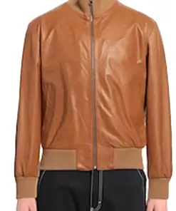mens-tan-bomber-faux-leather-jacket