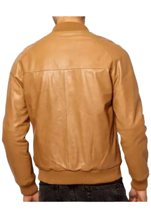 mens-tan-brown-faux-leather-bomber-jacket