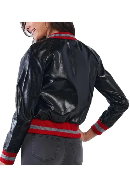 womens-baseball-black-faux-leather-bomber-jacket