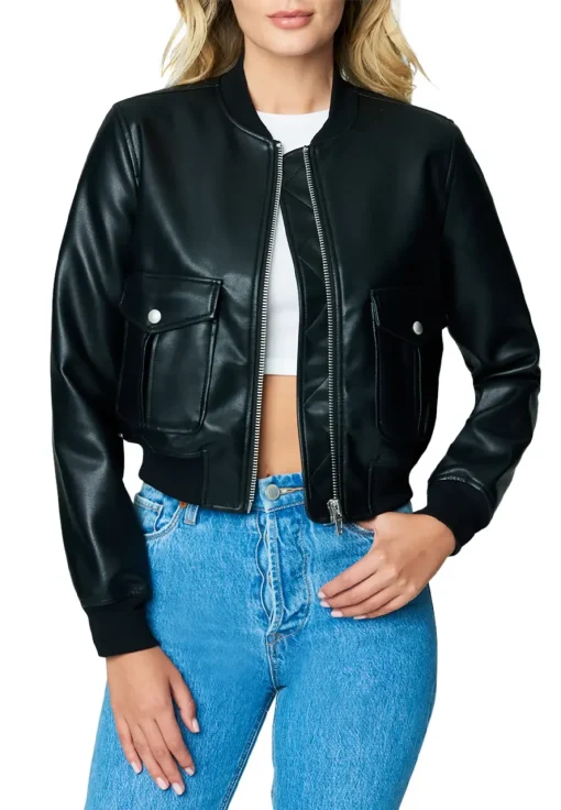 womens-black-bomber-faux-leather-jacket