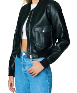 womens-black-bomber-faux-leather-jacket
