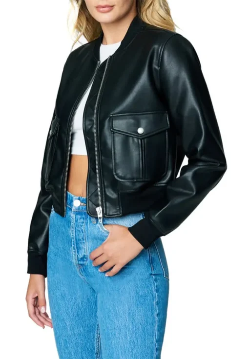 womens-black-bomber-faux-leather-jacket