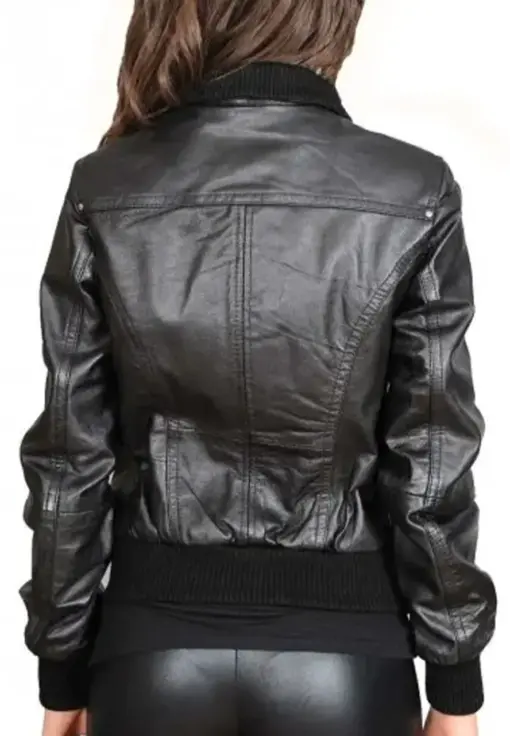 womens-casual-black-faux-leather-bomber-jacket