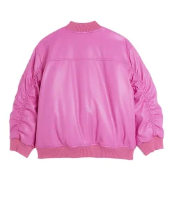 womens-pink-bomber-faux-leather-jacket