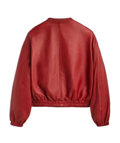 womens-red-faux-leather-bomber-jacket