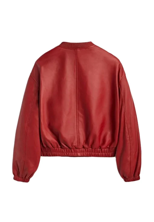 womens-red-faux-leather-bomber-jacket