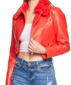 womens-red-faux-leather-fur-collar-moto-jacket
