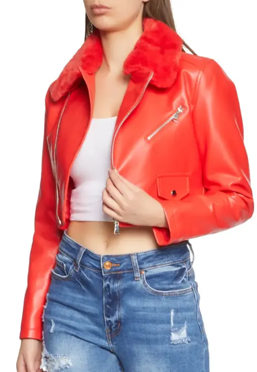 womens-red-faux-leather-fur-collar-moto-jacket
