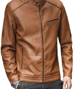 mens-stand-collar-vintage-brown-faux-leather-moto-jacket