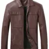 mens-turn-down-collar-brown-faux-leather-jacket