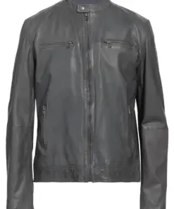 mens-band-collar-grey-faux-leather-biker-jacket