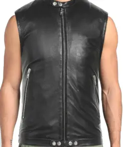 mens-biker-black-faux-leather-vest