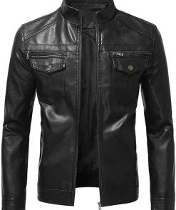 mens-biker-retro-black-faux-leather-jacket