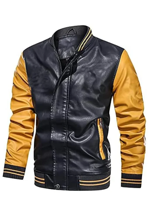 mens-black-and-yellow-faux-leather-varsity-bomber-jacket