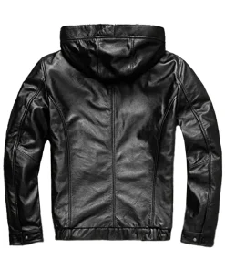 mens-black-faux-leather-hoodie-jacket