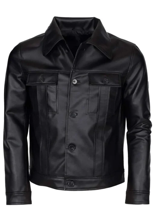 mens-black-faux-leather-jacket-with-shirt-collar