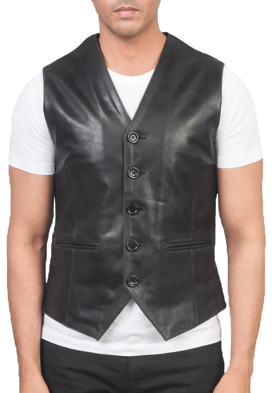 Men's Black Faux Leather Vest 1 mens-black-faux-leather-vest