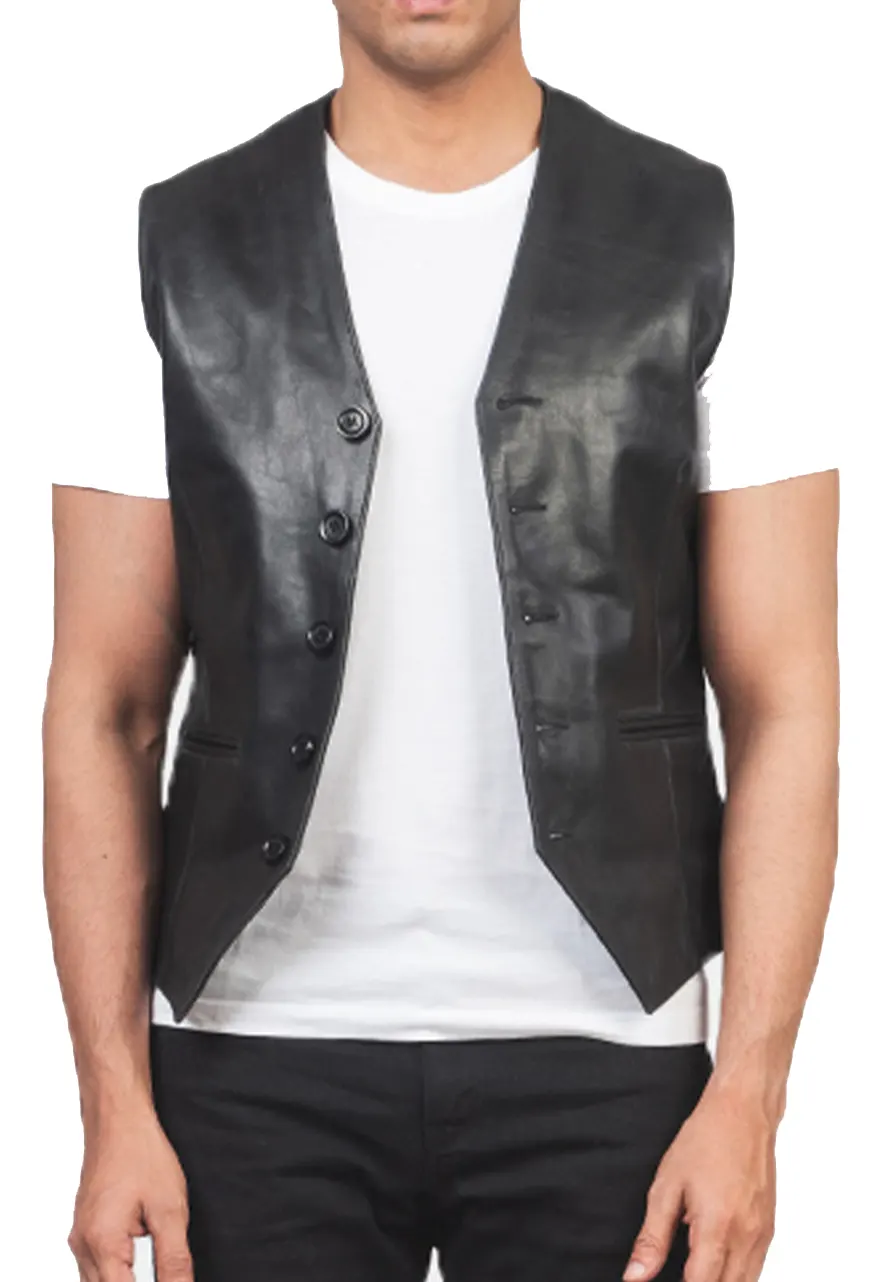 Men's Black Faux Leather Vest 3 mens-black-faux-leather-vest