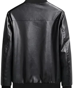 mens-black-motorcycle-smooth-faux-leather-bomber-jacket