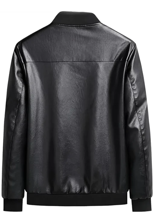 mens-black-motorcycle-smooth-faux-leather-bomber-jacket
