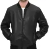 mens-brioni-black-faux-leather-bomber-jacket