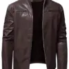 mens-brown-long-sleeve-faux-leather-jacket