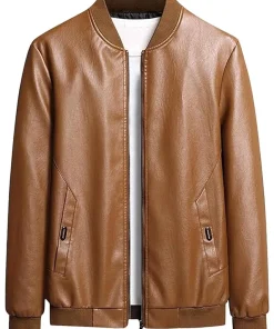 mens-brown-motorcycle-smooth-faux-leather-bomber-jacket