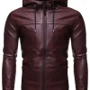 mens-burgundy-faux-leather-hooded-jacket