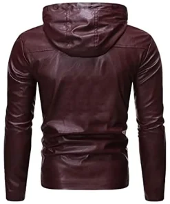 mens-burgundy-faux-leather-hooded-jacket