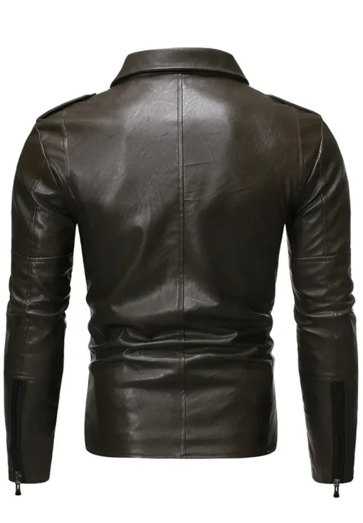 mens-cafe-racer-stylish-dark-green-faux-leather-jacket