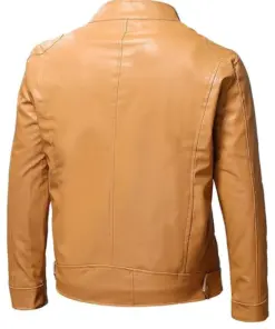 mens-camel-long-sleeve-faux-leather-jacket