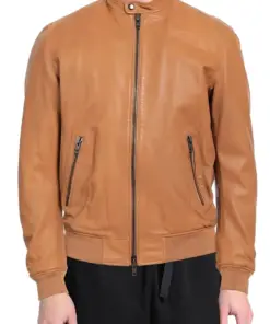 mens-casual-camel-faux-leather-bomber-jacket