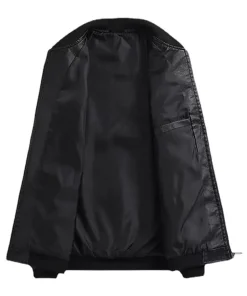 mens-casual-faux-leather-black-bomber-jacket