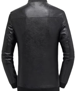 mens-casual-faux-leather-black-bomber-jacket