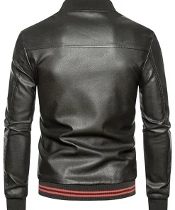 mens-casual-slim-fit-green-faux-leather-bomber-jacket
